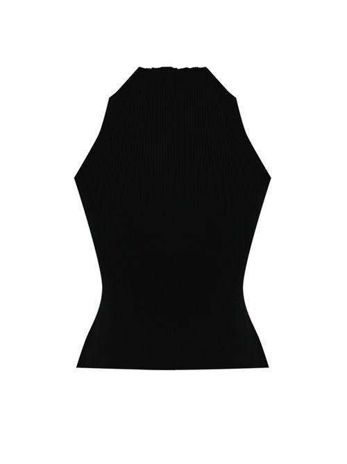 Canotta a costine con cut-out Nero Elisabetta Franchi | TK30B51E2110